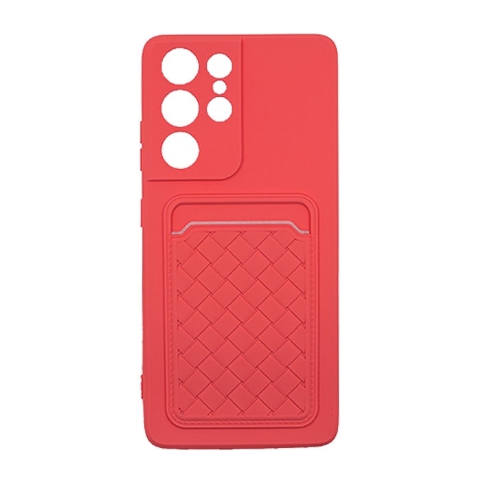 0089903_-samsung-galaxy-s21-ultra- OEM Θήκη Πλάτης Σιλικόνης με Υποδοχή Κάρτας για Samsung Galaxy S21 Ultra - Κόκκινο