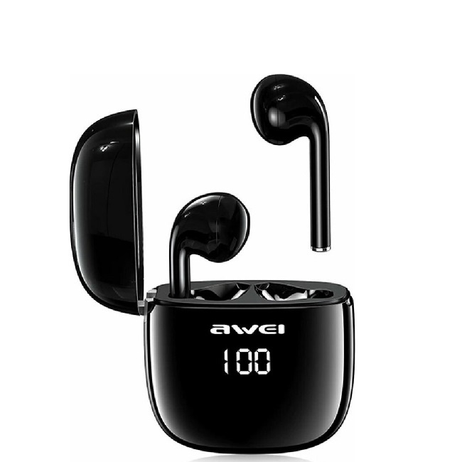 1599483694_0_20200824111714_awei_t28p_mayro Ασύρματα Ακουστικά Bluetooth Awei T28P TWS In Ear με Ένδειξη LED & Λειτουργία Αφής - Μαύρο - Image 1