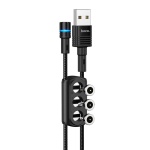 Καλώδιο Σύνδεσης U98 Sunway 3 σε 1 Magnetic USB σε Micro-USB, Lightning, USB-C Braided 2.4A Μαύρο 1,2 m - Image 2