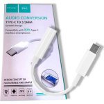 Qihang (QH-M30) Type C to 3.5 Jack Adapter Earphone Cable Audio Χρώμα:Λευκό