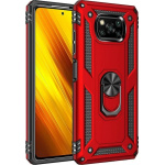 Θήκη Motomo Tough Armor With Ring για Xiaomi Poco X3 - Κόκκινο