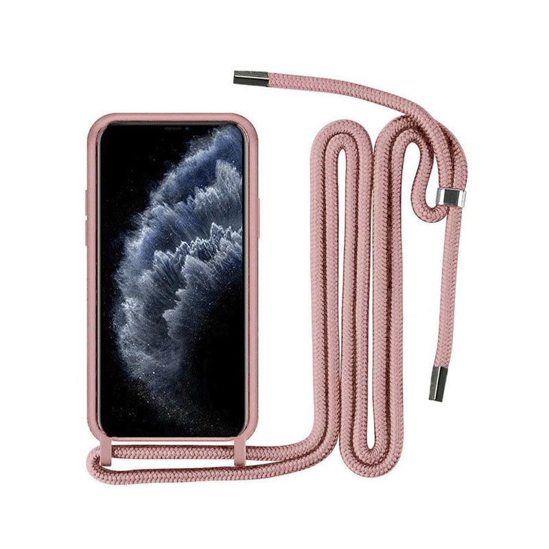 Θήκη Σιλικόνης Back Cover Με Λουράκι για Apple iPhone 13 - Ροζ - Image 1
