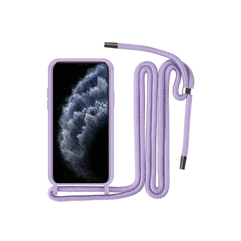 Θήκη Σιλικόνης Back Cover Με Λουράκι για Apple iPhone 11 Pro Max - Λιλά - Image 1