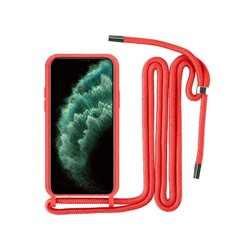 Θήκη Σιλικόνης Back Cover Με Λουράκι για Apple iPhone 11 - Κόκκινο - Image 1