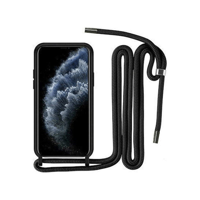 Θήκη Σιλικόνης Back Cover με Λουράκι για Xiaomi Redmi Note 10 Pro 4G - Μαύρο - Image 1