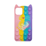 OEM Θήκη Σιλικόνης με αυτάκια Colorful Bubbles για Iphone 13 Pro Max - Σχέδιο: Πολυχρώμη Καρδούλα Κοραλί - Μωβ