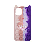OEM Θήκη Σιλικόνης με αυτάκια Colorful Bubbles για Iphone 13 Pro Max - Σχέδιο: Πολυχρώμη Καρδούλα Ροζ - Μωβ