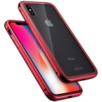 Μαγνητική Θήκη Detachable Metal Frame με Πίσω Όψη από Tempered Glass για iPhone XR - Χρώμα: Κόκκινη