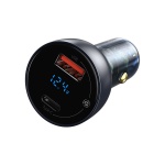 Baseus car charger USB / USB Type C 65 W 5 A SCP Quick Charge 4.0+ Power Delivery 3.0 LCD display gray (TZCCKX-0G) - Image 3