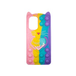 OEM Θήκη Σιλικόνης με αυτάκια Colorful Bubbles για Xiaomi Poco F3 - Σχέδιο: Πολυχρώμη Καρδούλα Κοραλί - Μωβ