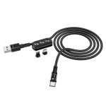Καλώδιο Σύνδεσης U98 Sunway 3 σε 1 Magnetic USB σε Micro-USB, Lightning, USB-C Braided 2.4A Μαύρο 1,2 m - Image 3