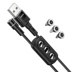 Καλώδιο Σύνδεσης U98 Sunway 3 σε 1 Magnetic USB σε Micro-USB, Lightning, USB-C Braided 2.4A Μαύρο 1,2 m