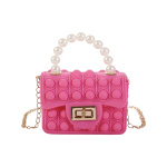 Αδιάβροχη Παιδική mini τσάντα χειρός Pop it fidget bag with pearl handle – Hot Pink 17X12