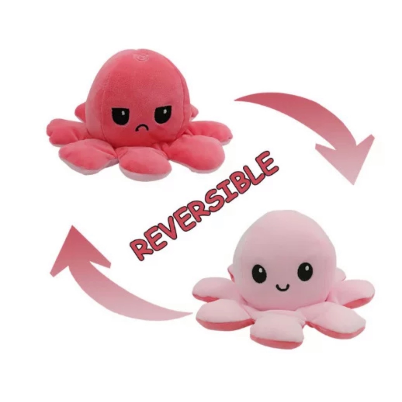 IMG_4261 Λούτρινο Χταπόδι που αλλάζει διάθεση - Reversible Octopus 12εκ Ροζ-Ροζ Ανοιχτό - Image 1