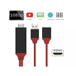 Καλώδιο Universal HDMI Cable PLUG AND PLAY HDMI HDTV TV Adapter Digital AV Cable 1080P Phone to TV USB 2.0 TO Type C Micro 5pin Lightning 2M, σε κόκκινο χρώμα