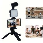 Live Streaming Set AY-49 Selfie Stick Τρίποδο Κινητού με Bluetooth Μαύρο