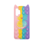OEM Θήκη Σιλικόνης με αυτάκια Colorful Bubbles για Samsung Galaxy A32 4G - Σχέδιο: Πολυχρώμη Καρδούλα Κοραλί - Μωβ