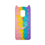 OEM Θήκη Σιλικόνης με αυτάκια Colorful Bubbles για Xiaomi Redmi Note 9s - Σχέδιο: Πολυχρώμη Καρδούλα - Κοραλί - Μωβ