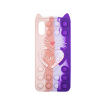 OEM Θήκη Σιλικόνης με αυτάκια Colorful Bubbles για Xiaomi Redmi 9A/9i/9AT- Σχέδιο: Πολυχρώμη Καρδούλα - Ροζ - Μωβ